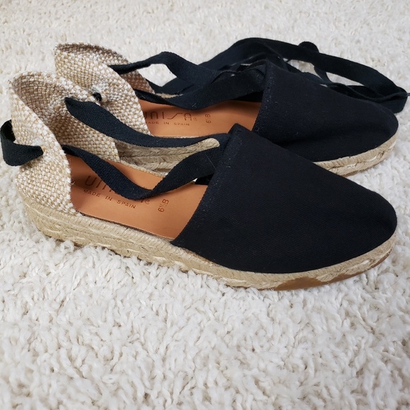 Unisa Shoes - Unisa Black Low Wedge Sandals Size 6.5